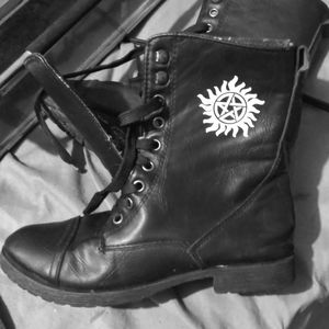 Super natural boots with antipossesion symbol